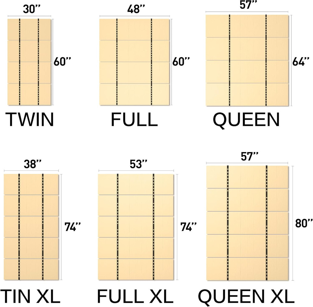 Foldable Box Spring, Bunkie Board, Bed Support Slats Twin 30"X 60"X 0.18" ﻿