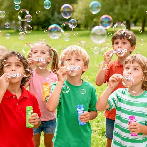 24 PCS Bubble Bottles with Wand Assortment for Kids,Bubble Solution 24 Pack