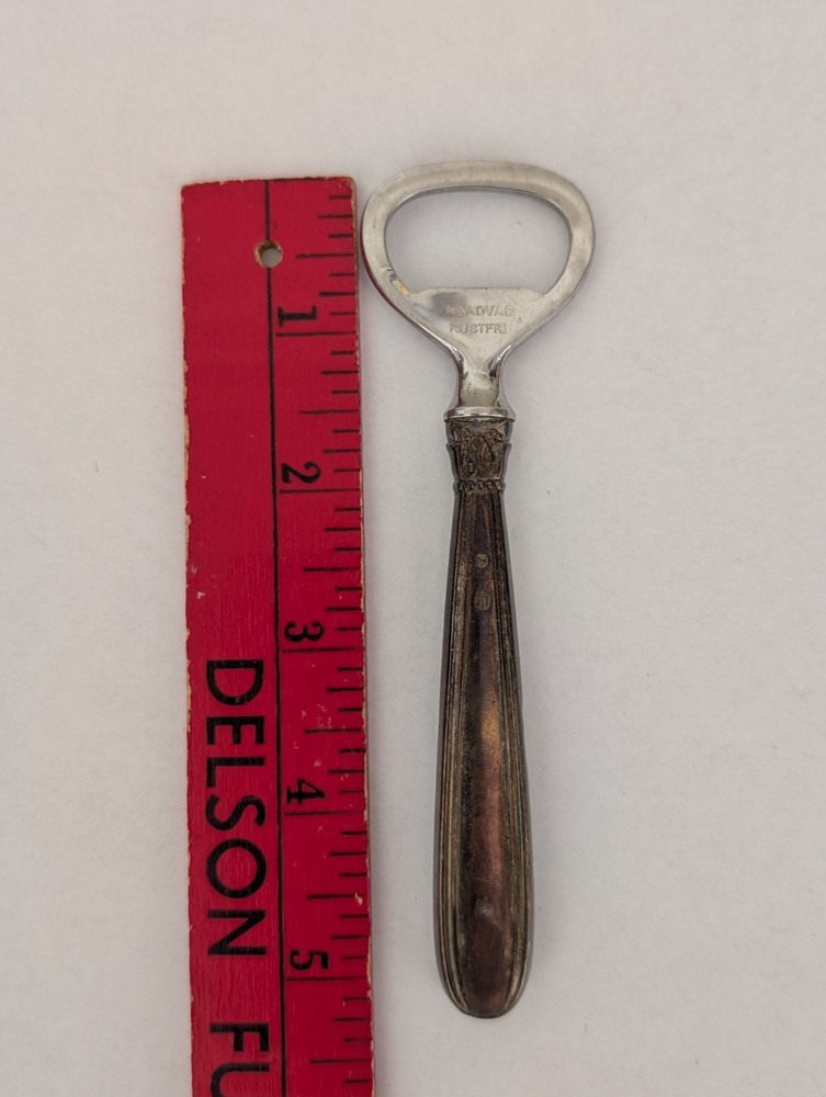 Vtg Bottle Opener RAADVAD RUSTFRI Silver Handle Nice Silverplate Denmark Barware