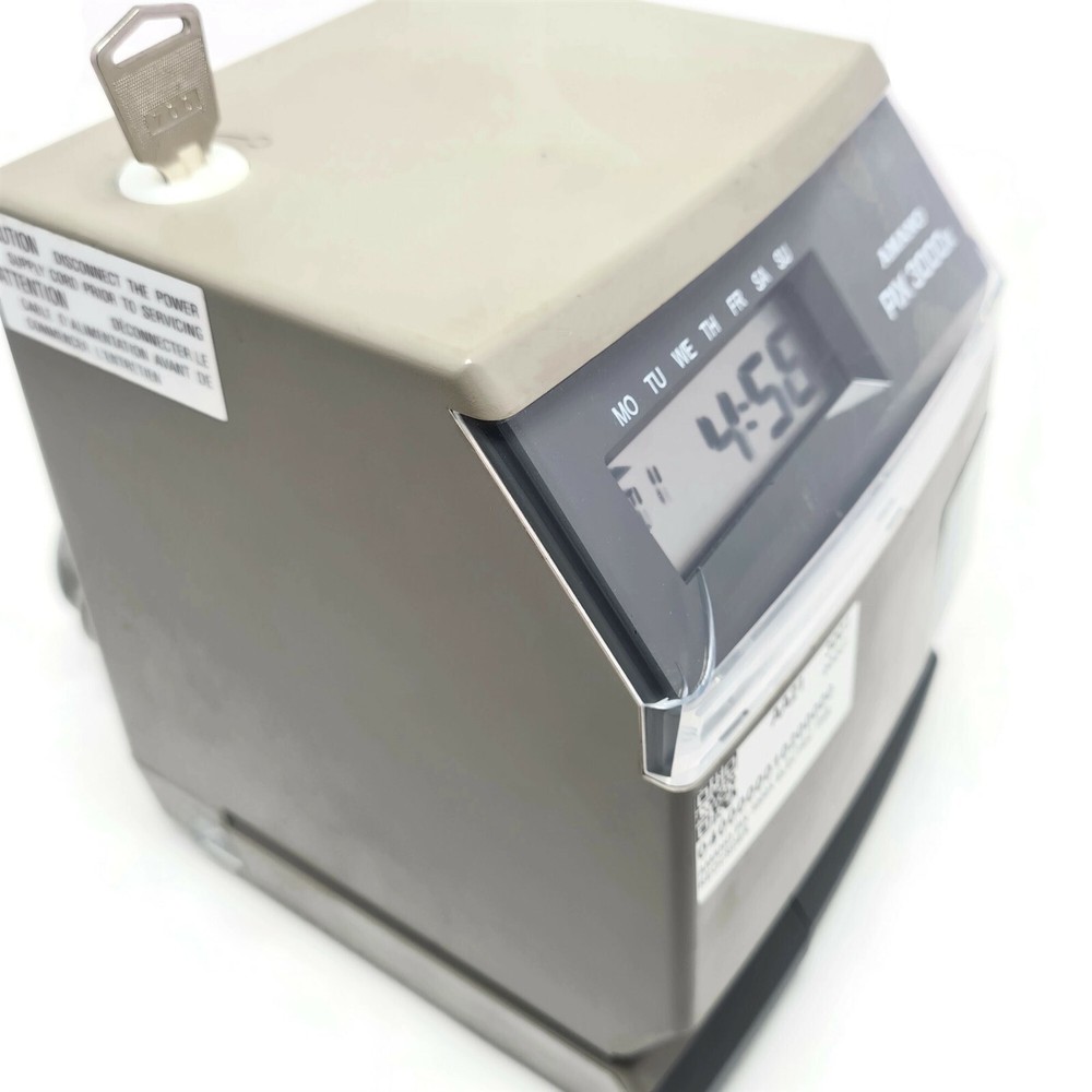 Amano PIX3000x Electronic Side Loading Time Clock. Made in USA