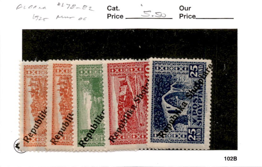 Albania, Postage Stamp, #178-182 Mint Hinged, 1925 (AD)