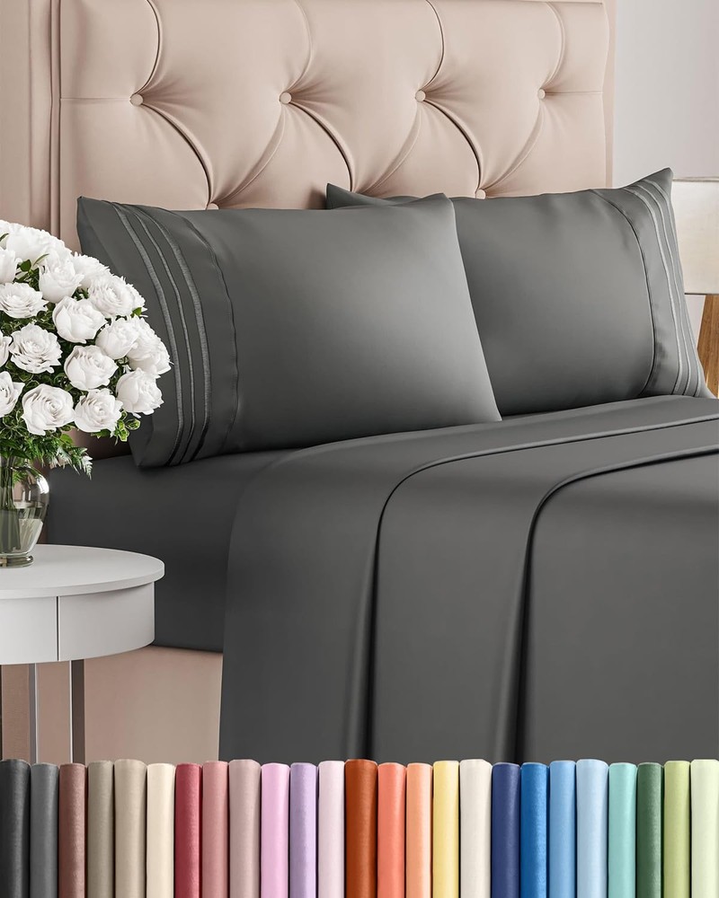 King Size 4 Piece Sheet Set - Comfy Breathable  Cooling Bed Sheets Set - Hote...