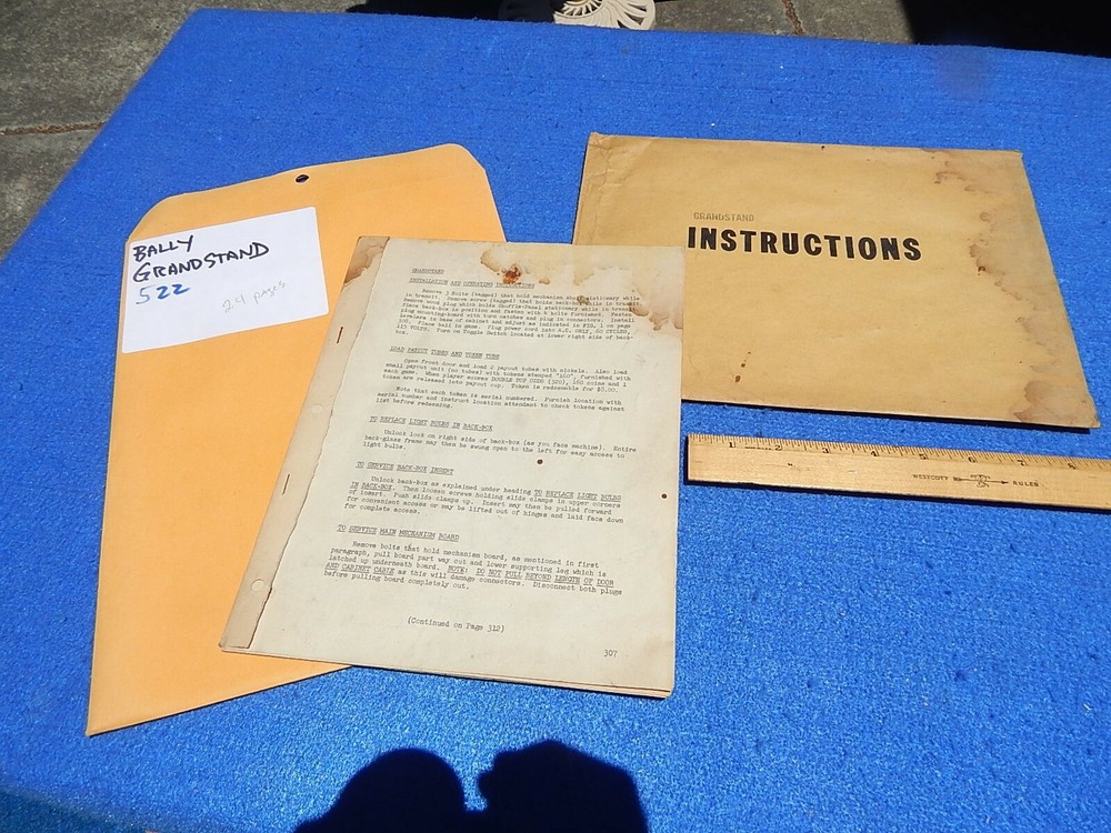 1950 Bally GRANDSTAND Operating Instructions