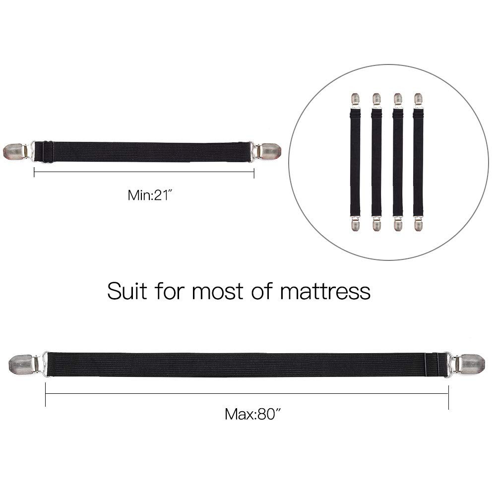 Adjustable Bed Sheet Clips, Sheet Fasteners Holder Straps and Suspender, Grip...