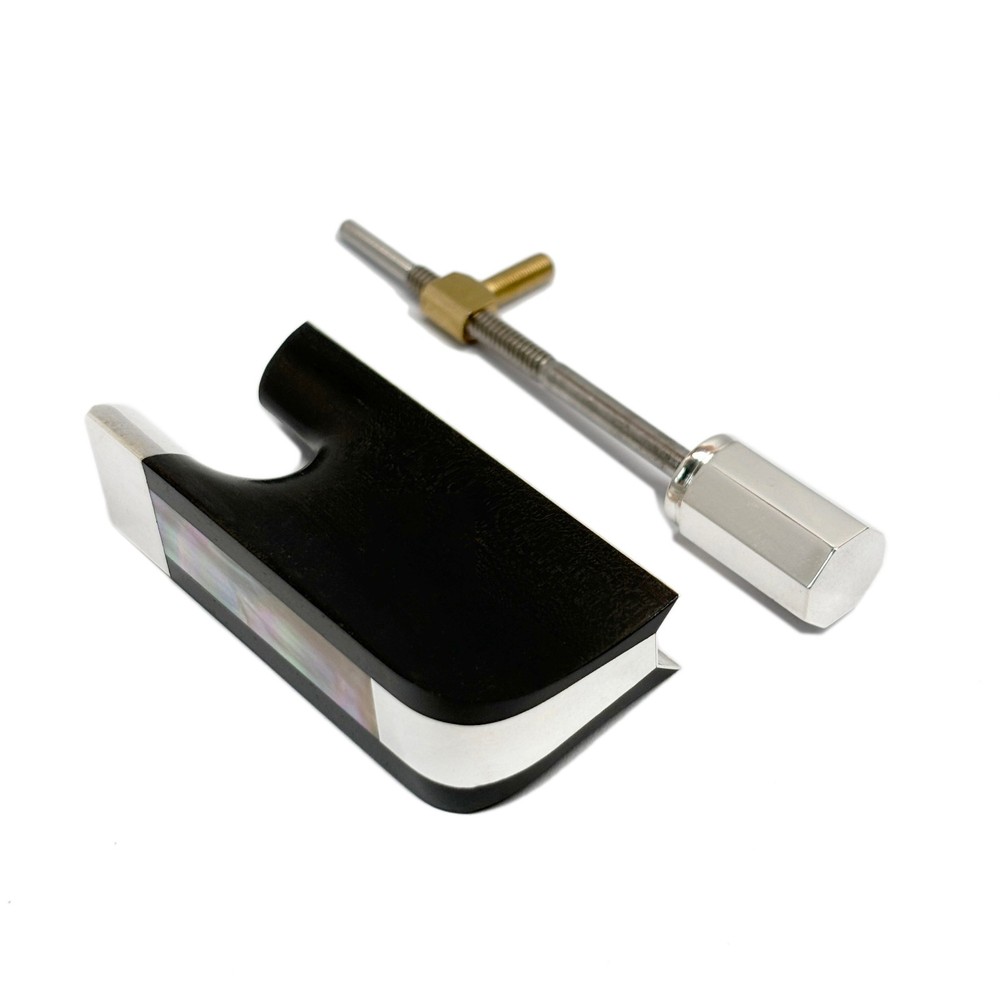 Viola Bow Ebony Frog Blank without Eyes Inlaid Silver Fitting Frog Button
