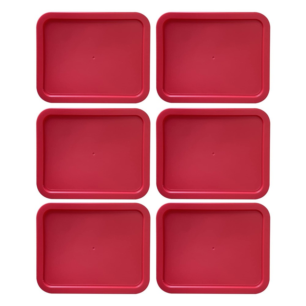Replacement Lids for Pyrex 7212-PC 11-Cup Rectangle Red 8" x 9.75" 6-Pack