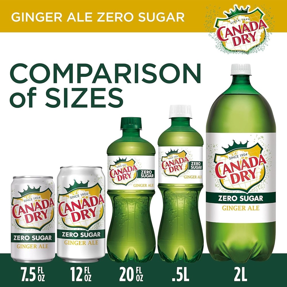 Zero Sugar Ginger Ale - 12 oz Cans, Caffeine-Free Refreshment Duo (24 Total)