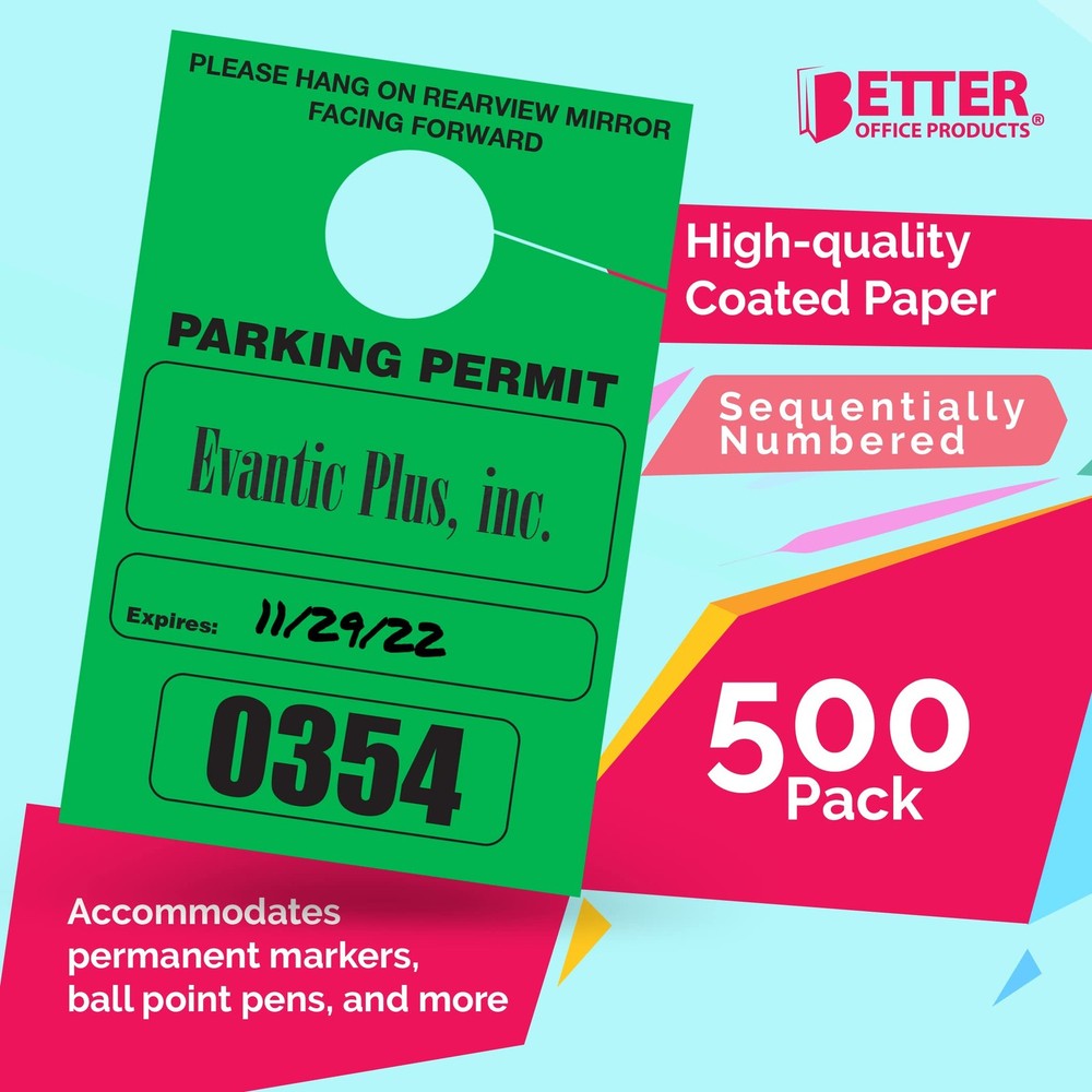 Parking Permit Hang Tags, 500 Pack, Temporary Parking Passes, Bulk Pack, Cust...