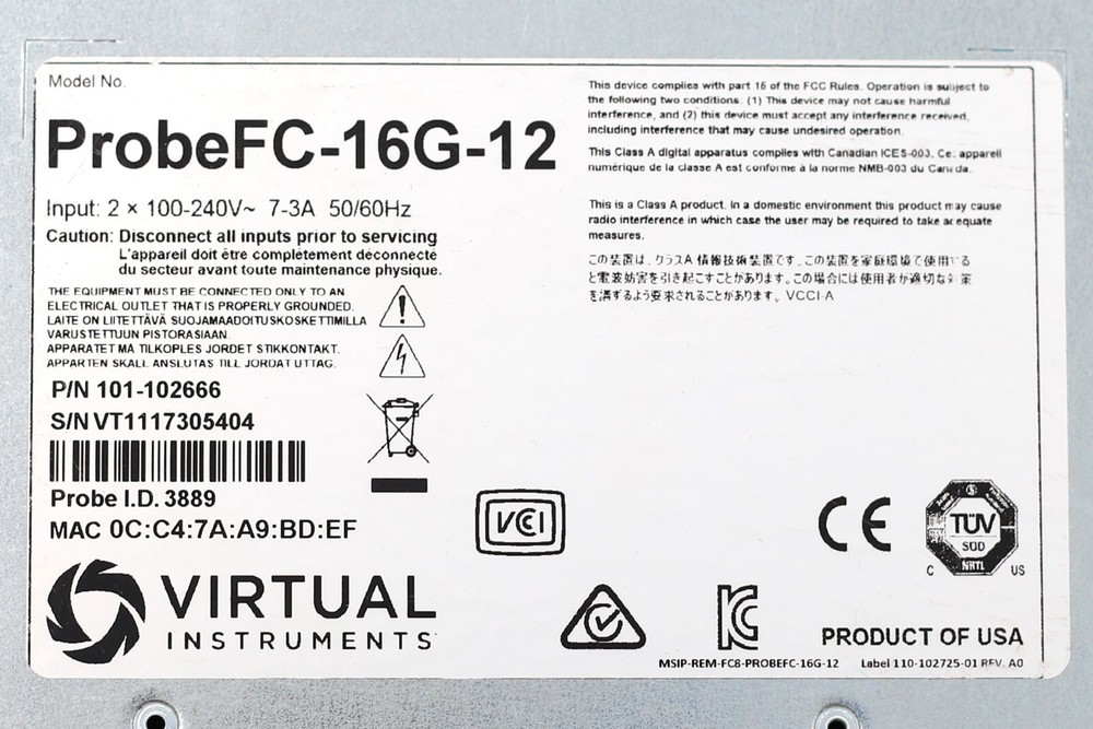 Virtual Instruments ProbeFC-16G-12 Hardware Performance Probes P/N: 101-102666