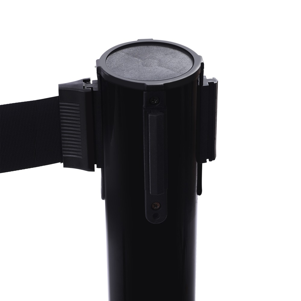 4pcs Stanchion Post Crowd Control 2 Retractable Belts, With Rubber Ring Base