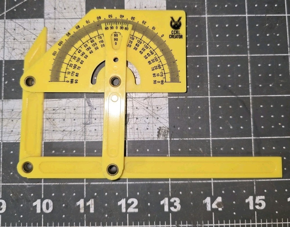 CCKL ~ Creator Yellow Plastic Adjustable Protractor Angle Finder- inside/outside