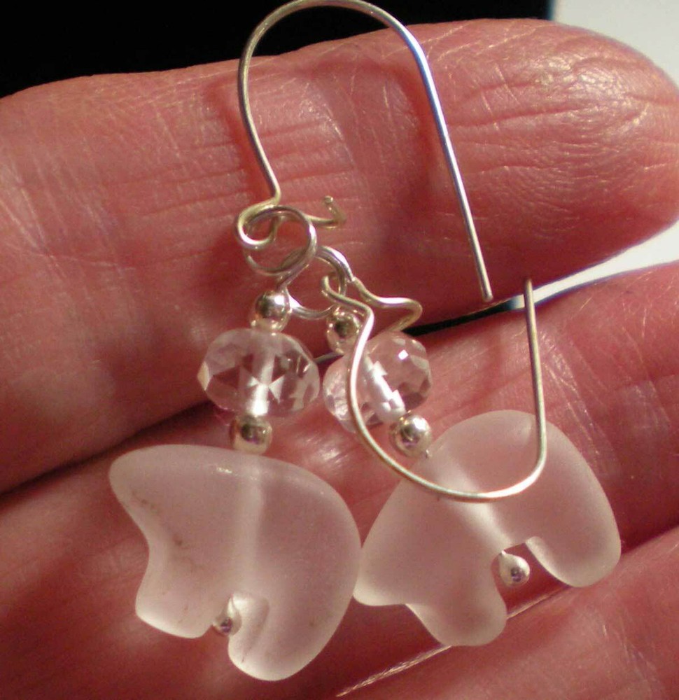 Clear Quartz Bear Totem Earrings e149