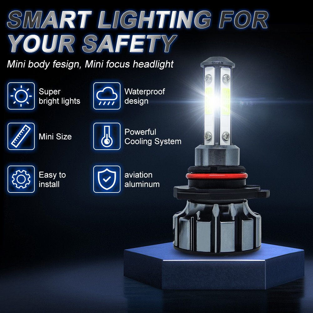 4-Side 9005 LED Headlight Super Bright Bulbs Kit 360000LM HIGH/LOW Beam 6000K US