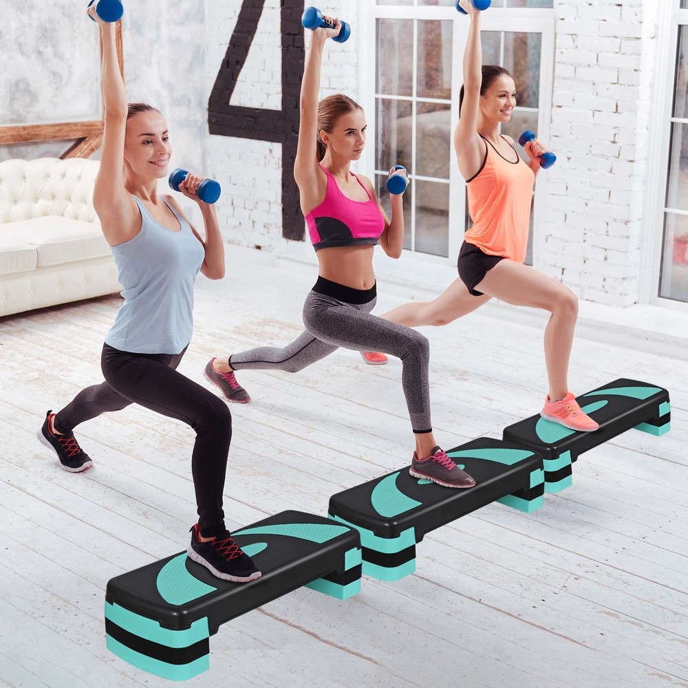Indoor Training Exercise Aerobic Stepper Workout Step Storage 31" Green