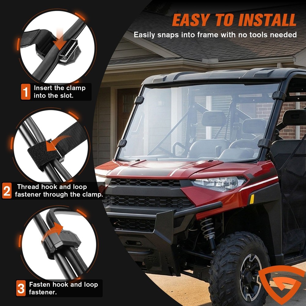 UTV Full Front Windshield for Polaris Ranger XP 900 XP 1000 /Crew 2013-2026