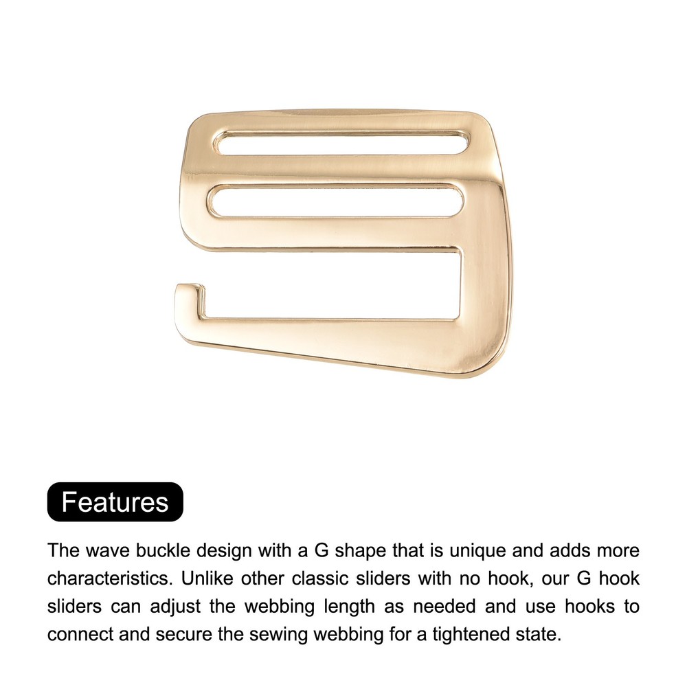 1.5" Webbing Release G Hook Buckle Adjusters for Backpack Strap, 4Pcs Gold