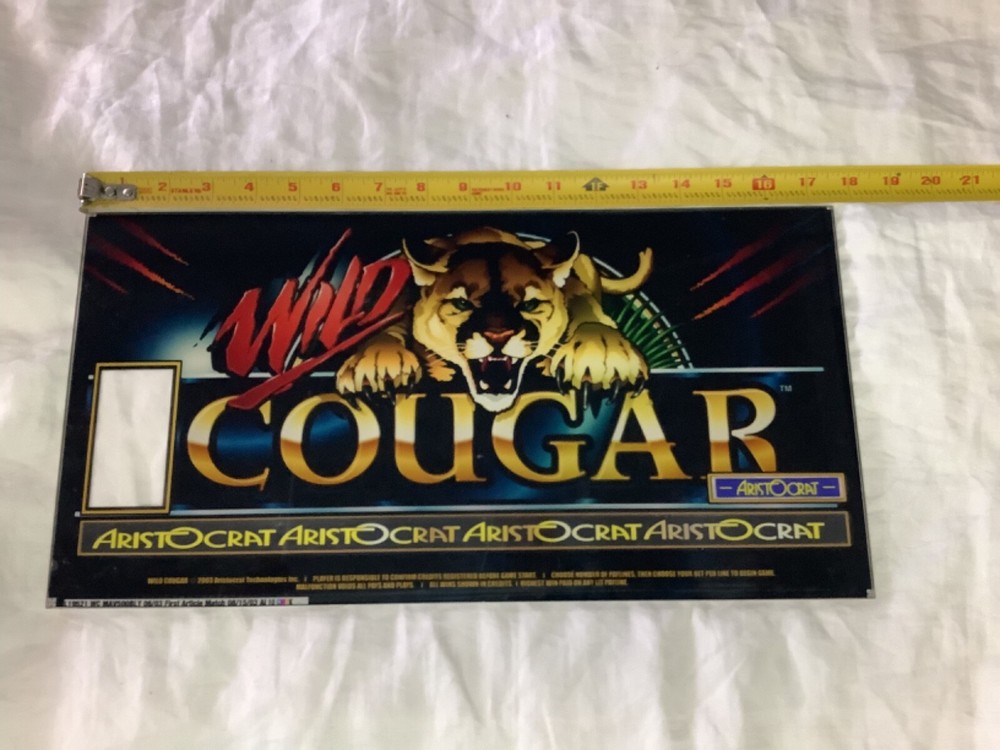 Slot Machine Plastic Insert Face Plate Wild Cougar