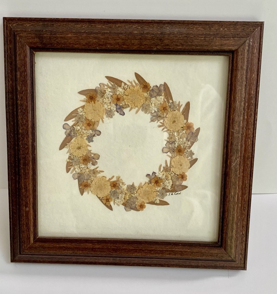 Framed & Signed Botanical Art All Natural Elements 7.5” Square
