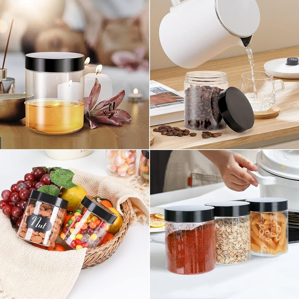Large & Small Plastic Jars Combo 24 Pack 12 Large 16 oz & 12 Small 8 oz