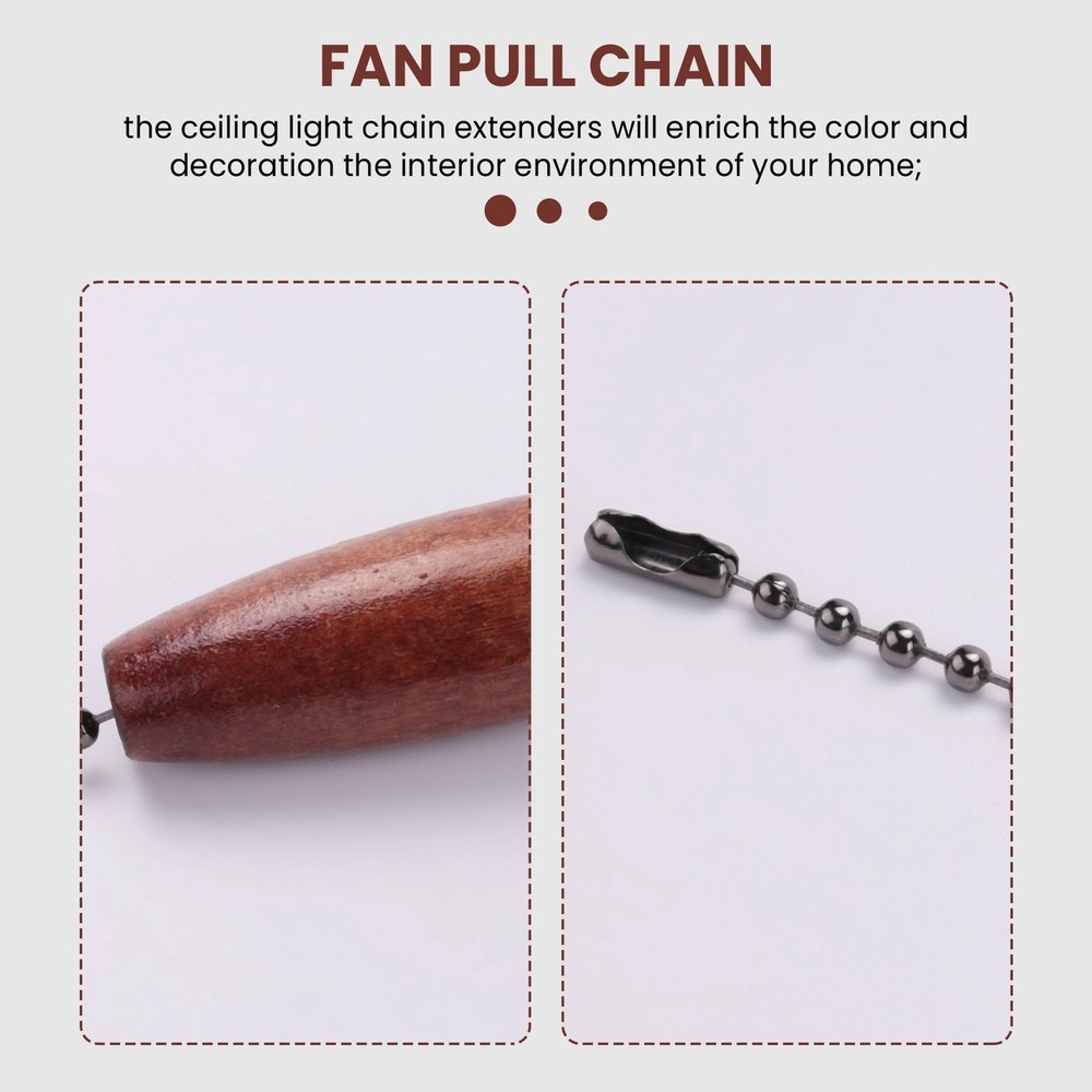 4 Pieces Ceiling Fan Chain Pulls Wooden Pull Chain Extension Pull Chain for7332