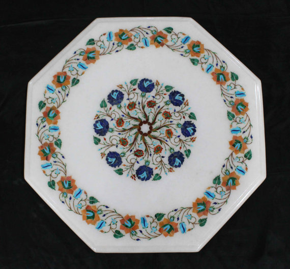 18" Marble Side End Table Top Inlay Handmade Work Home Decor And gift