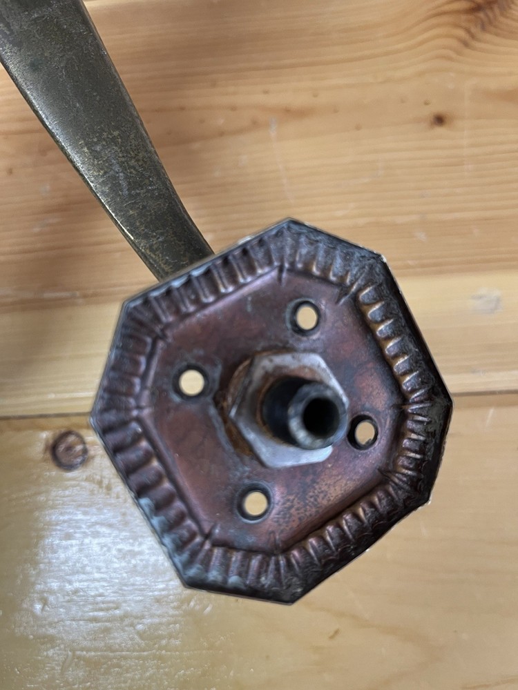 Brass Octagonal Thumb Latch Door Pull with Decorative Fluting