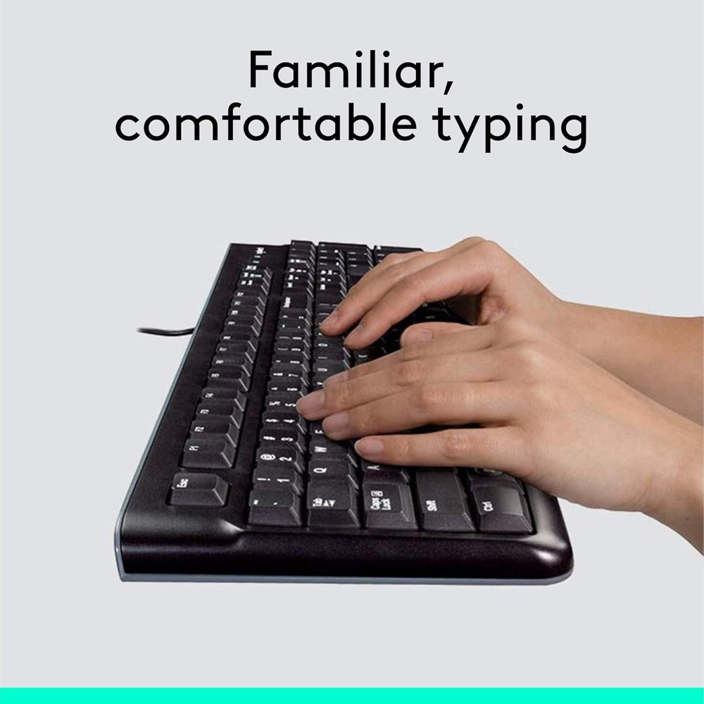 Ergonomic Full-Size USB Keyboard & Optical Mouse Combo - Ideal for Windows