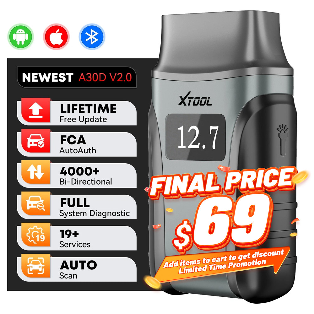 XTOOL A30D V2.0 Bidirectional Scan Tool Auto Code Reader Diagnostic Scanner F.CA