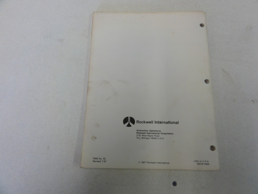 Rockwell Driver Controlled Full Locking Main Differential Reference Manual