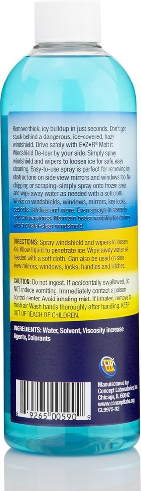 Instant Ice Melting Spray - 17 Fl Oz De-Icer for Windshields, Windows & Mirrors