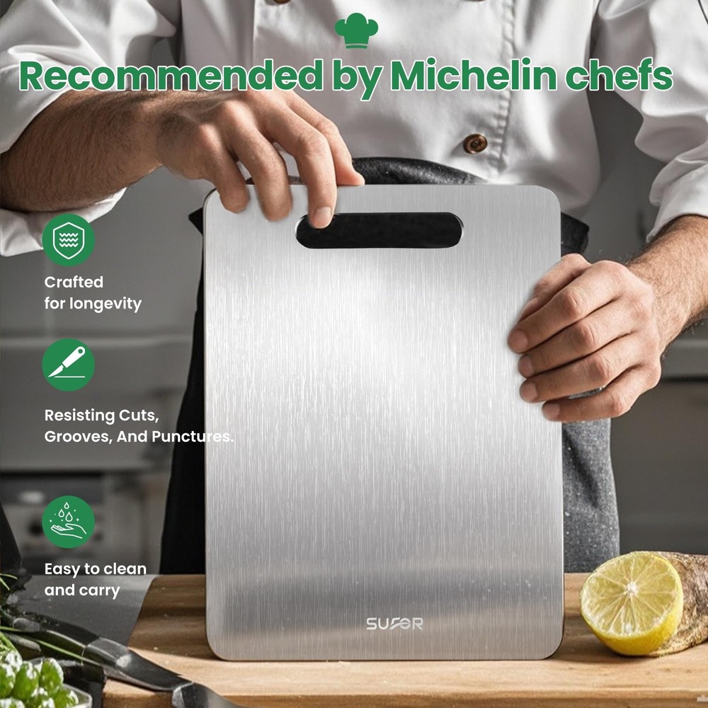 2 Pack Titanium Cutting Board, 100% Pure Titanium Cutting Boards For Kitchen,...