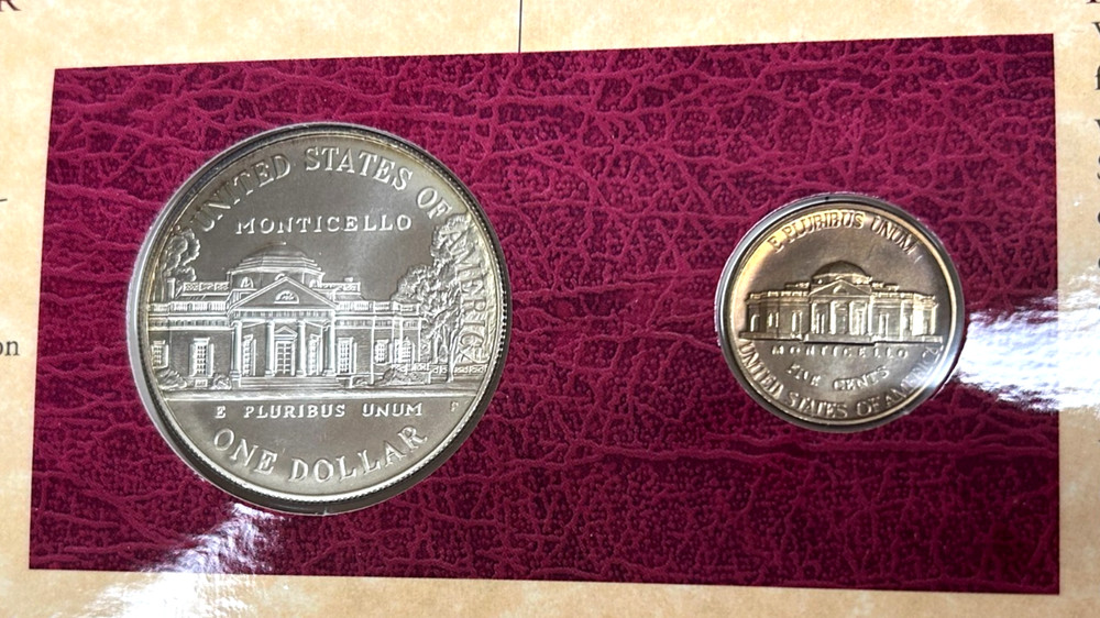 1994 Thomas Jefferson Coinage & Currency Set - Original Box & Inserts