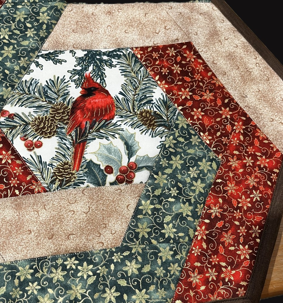 January Winter Cardinal Quilted Table Topper
