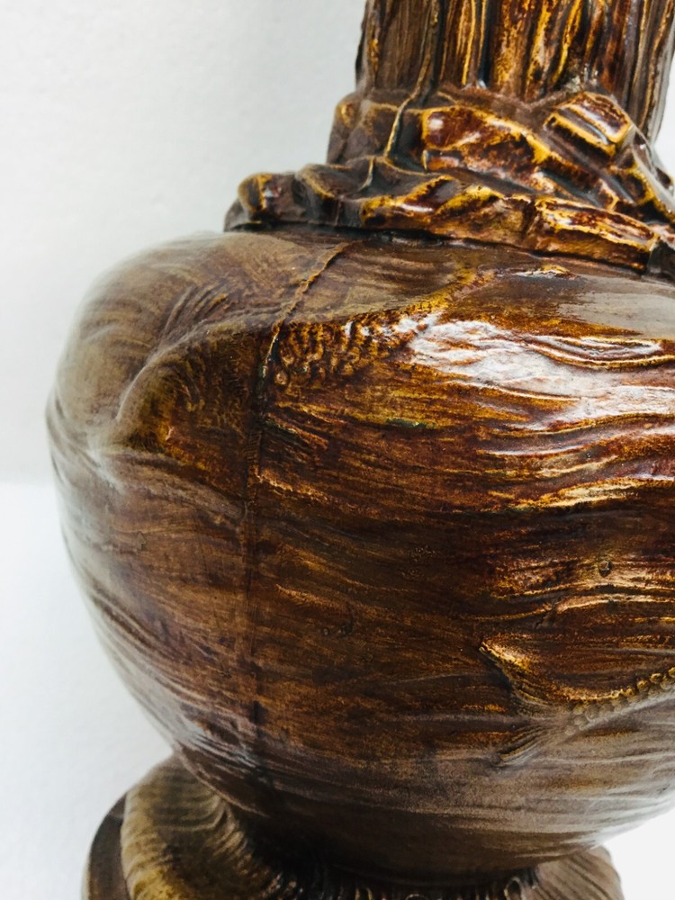 Antique Vase Freshwater Fish & Cattails