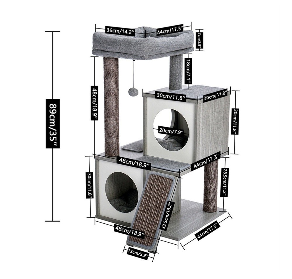 Cat Tree Luxury 35" Cat Tower with Double Condos