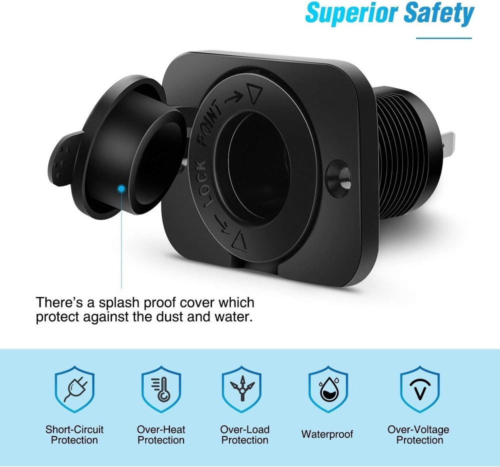 Heavy-Duty 2 Pack Cigarette Lighter Socket - Reliable 12V-24V Vehicle Adapter