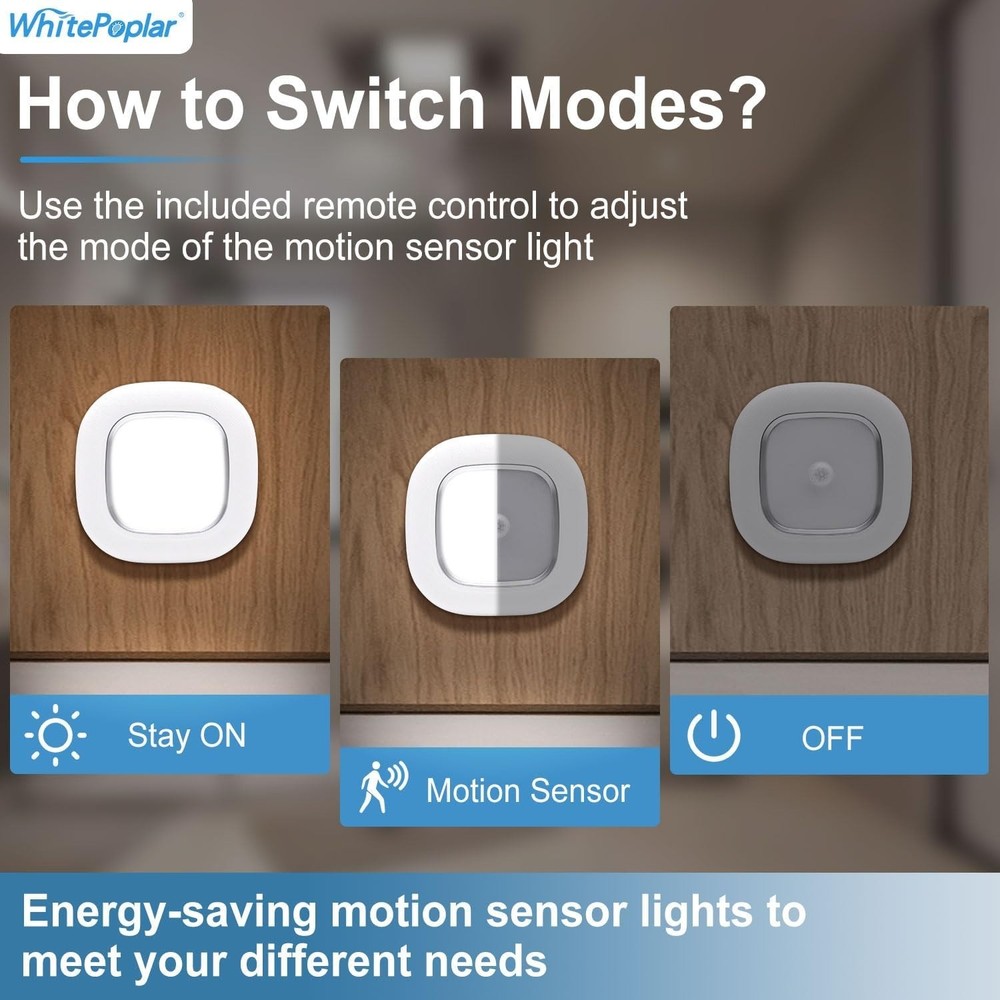 Dimmable Battery Powered Motion Sensor Ceiling Light with Remote Control