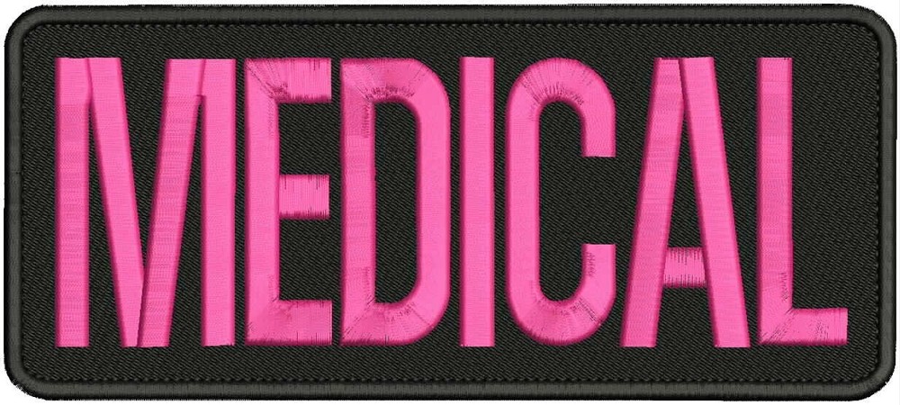MEDICAL patch 4x10 hook on back pink on black