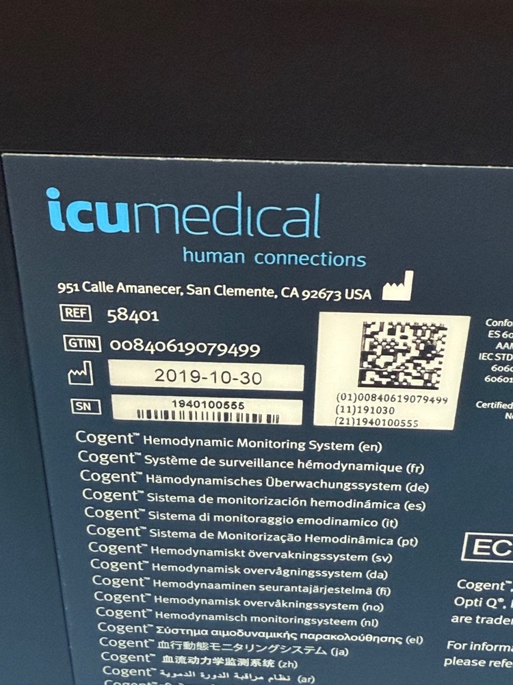 ICU Medical Cogent Hemodynamic Ref 58403, Ref 58401
