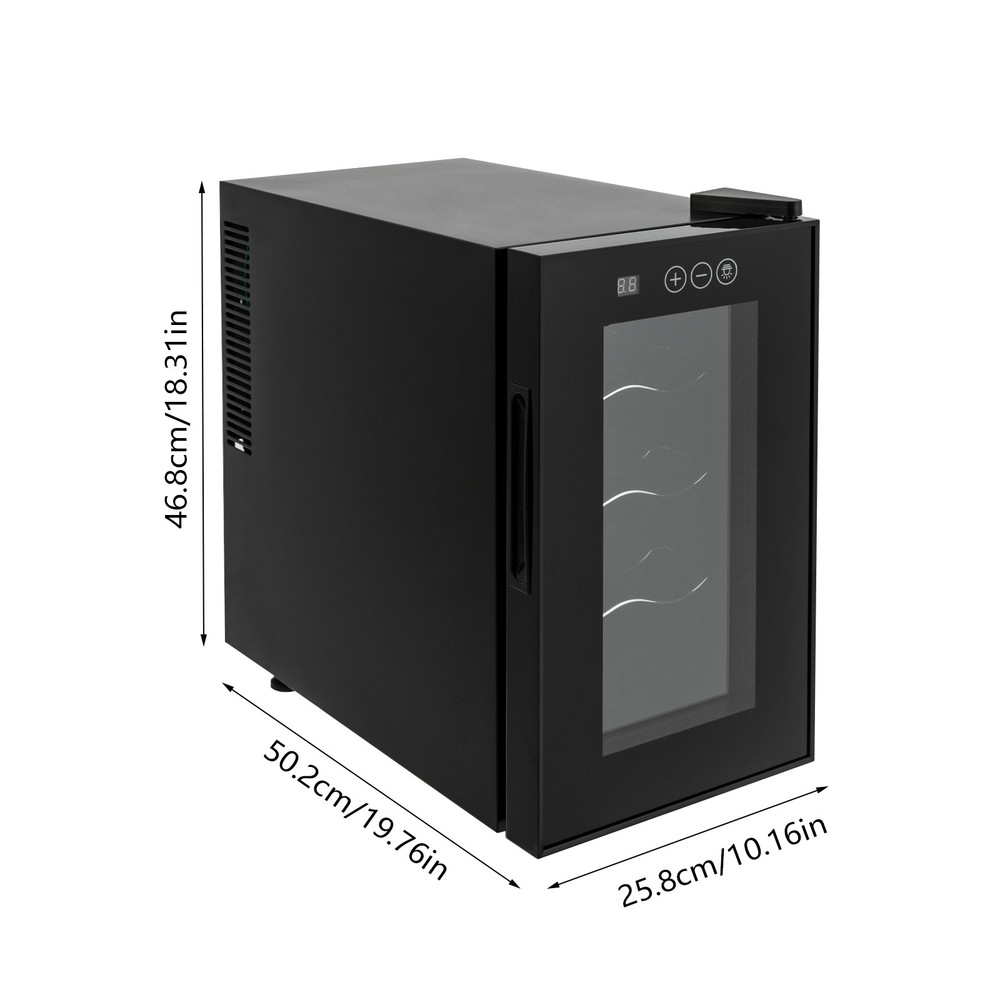 8-Bottle Wine Cooler Compact Mini Fridge Smart Temp Control LED Blue Lighting