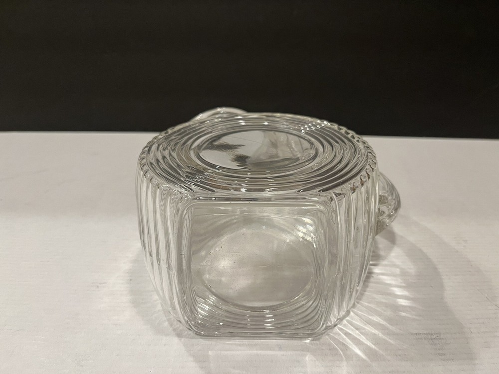 Clear Glass Small Deco Style Tilted Pitcher 6"