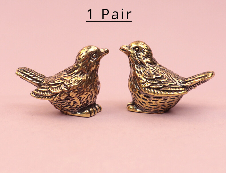 2 Solid Brass Sparrow Statue Decorations Animal House Tabletop Decorations