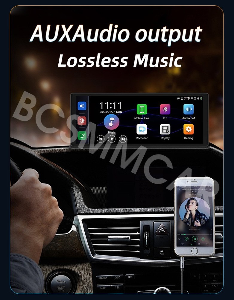 Touch Screen Car DVR Dash Cam Front Rear Cam G-sensor For Carplay Android Auto