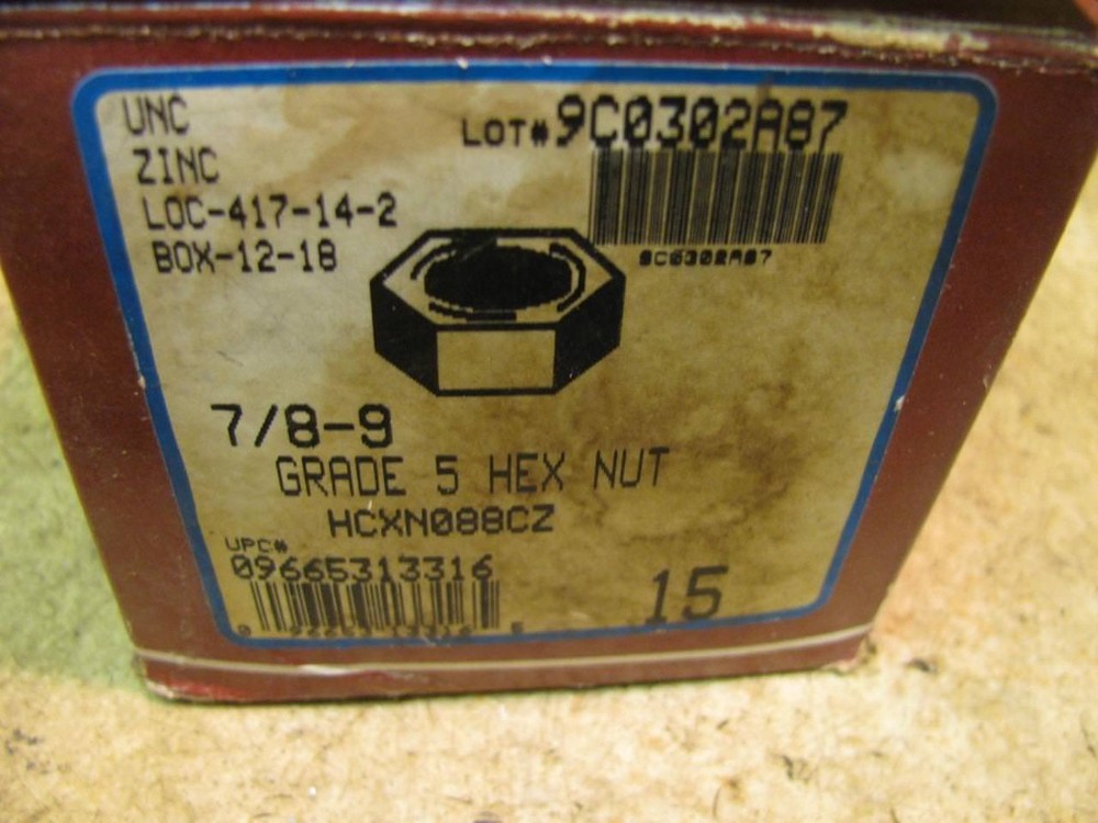 15 Hodell Natco 7/8"-9 Hex Nuts Grade 5