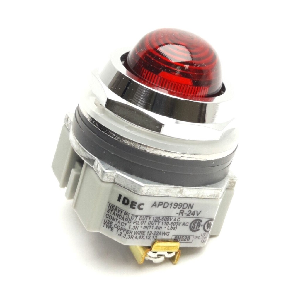 Idec APD199DN-R-24V Dome Pilot Light, Red, 24V AC/DC, 30mm Diameter