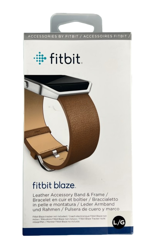 Fitbit Blaze Large Replacement Leather Slim Wrist Band & Frame Camel Brown OEM