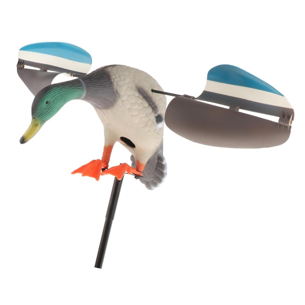 Wind Driven Duck Decoy Simulation Mallard Drake Hunt with Support Pole Pond