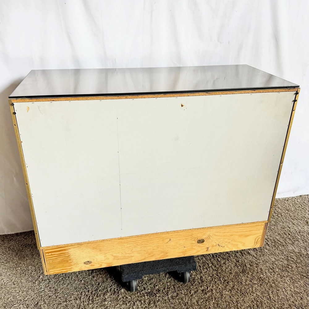 Postmodern Smoked Mirror and Gold Credenza