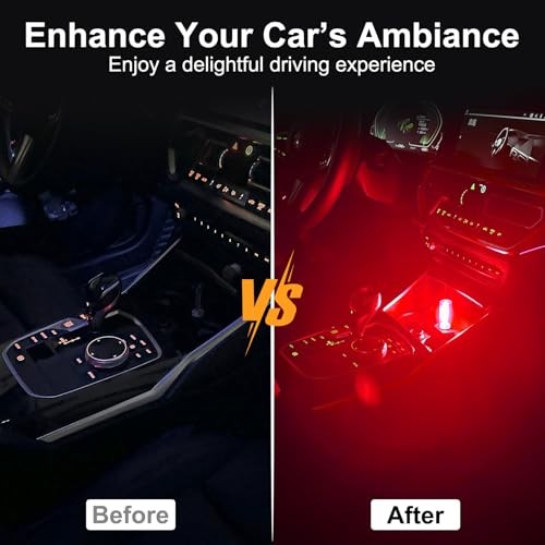 2 PCS Car USB Night Light Bulb, Touch Dimmable Car Interior Ambient red