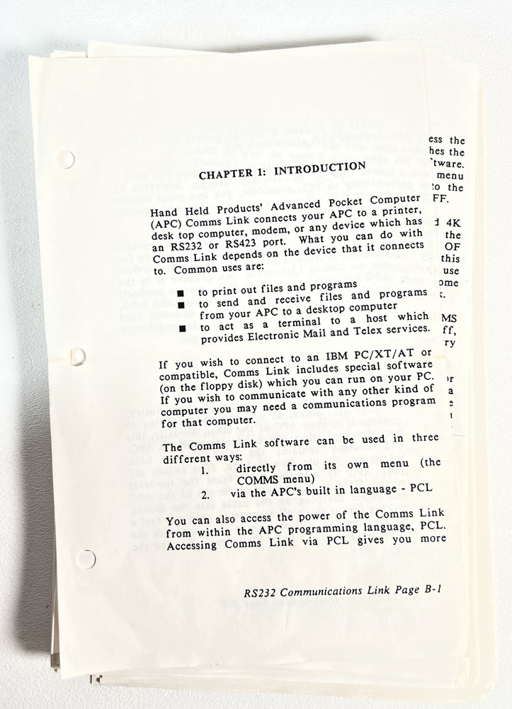 Hand Held Products Advanced Pocket Computer Manual & Users Guide HTF